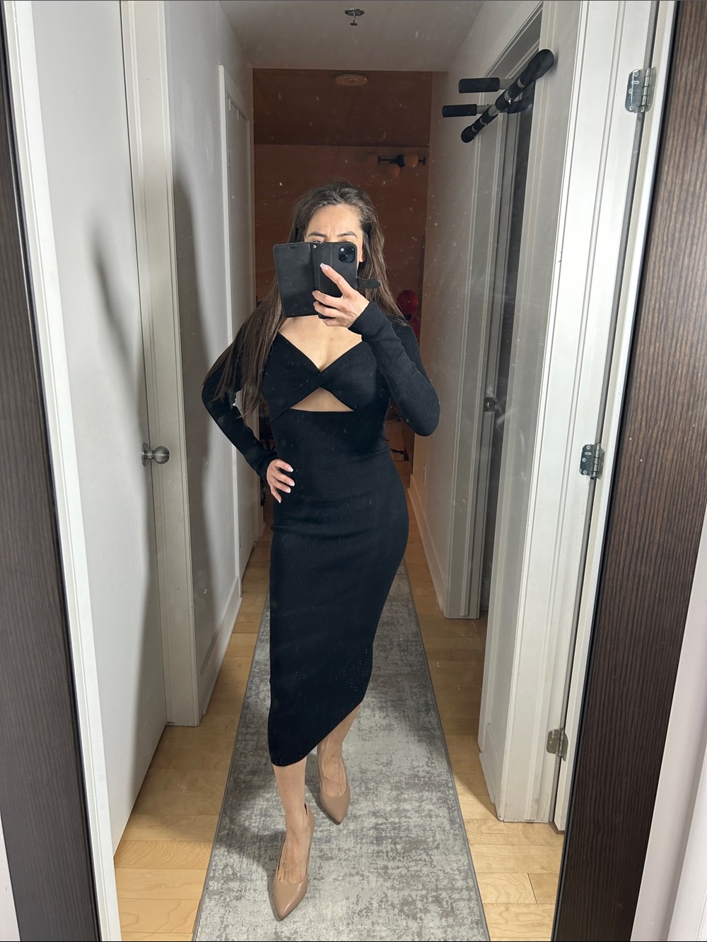 Dynamite Cutout Black Midi Dress